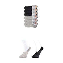 Siyah Ve Gri Erkek Babet Çorap 6 Çift Karışık Çok Renkli