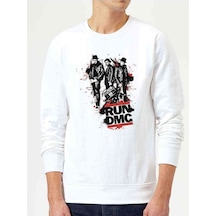 Run Dmc Baskılı Beyaz Erkek Örme Sweatshirt