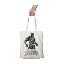 Art Hediye Black Panter Iki Tarafı Kalıcı Baskılı Yıkanabilir Bez Çanta Omuz Çantası Çok Renkli