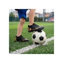 Çocuk Halı Saha Futbol Ayakkabısı Hafif, Kaymaz Tabanlı, Bağcıklı Kramponsuz Spor Ayakkabı Siyah