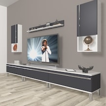 Decoraktiv Eko 270ta Mdf Krom Ayaklı Tv Ünitesi Tv Sehpası Beyaz - Antrasit