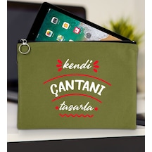 Bk Gift Kişiye Özel Kendin Tasarla Yeşil Tablet Çantası 30x21cm, Ipad Çantası, Baskılı Tablet Kılıfı