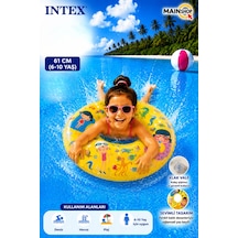 Mainshop Intex Şeffaf Baskılı Çocuk - Deniz Simidi 61 Cm 6-10 Yaş - Renkli Yüzme Simidi M-59242