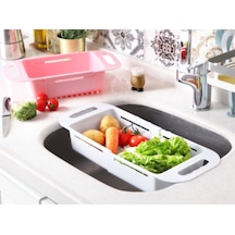 Boyutu Ayarlanabilir Pratik Evye Süzgeci Sürgülü Lavabo Süzgeci - Beyaz Plastik Diğer