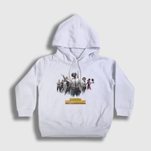 Presmono Unisex Çocuk Team Pubg Kapüşonlu Sweatshirt Beyaz