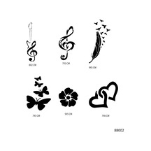Airbrush Tattoo Nota Vekalpler Geçici Dövme Şablonu Seti Sadece Desen