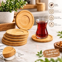 Bambu 6 Adet Yuvarlak Çay Bardağı Tabağı