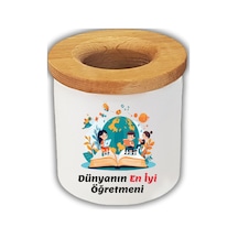 Dünyanın En İyi Öğretmeni Baskılı Kalemlik Öğretmenler Günü Hediyesi Beyaz