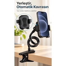 Mandallı Akrobat Telefon Tutucu Otomatik Kilitli Siyah