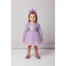 Le Mabelle Lila Pullu Uzun Kollu Kız Bebek Elbise - Berry Lila