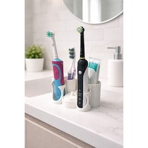 Elektronik Diş Fırçası Organizer, Diş Fırçası Ve Diş Macunu Tutucu 2 Fırça + 1 Macun Beyaz - 824211787 Beyaz
