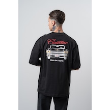 Respire Erkek Cadillac Baskılı Oversize T-shirt Siyah