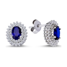Lova Pırlantalı Oval Safir Anturaj Küpe -  3020004