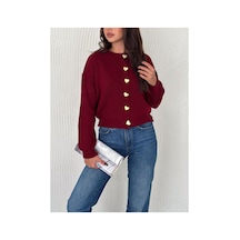Çınar Boutique Gold Kalp Düğmeli Crop Hırka-siyah - Standart Siyah Siyah