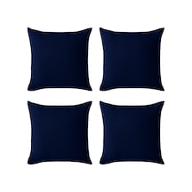 Vor Perde Kırlent Kılıfı 4 Lü Set - Gizli Fermuarlı - Kadife Dokulu Lacivert 43 X 43 Çok Renkli