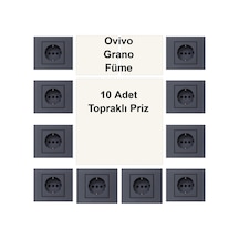 Ovivo Grano Füme 10 Adet Topraklı Priz