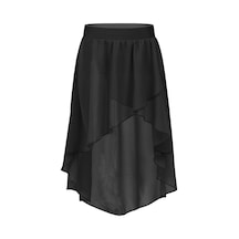 Siyah Kızlar Yüksek Düşük Bale Mini Etek Elastik Şeffaf Şifon Yan Daldırma Asimetrik Tutu Stüdyo Uygulama Performansı Kostüm Siyah