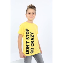Toontoy Kids Toontoy Erkek Çocuk Baskılı Bisiklet Yaka Kısa Kollu Tişört Sarı