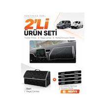 Toyota Proace Cıty 2020-2026 Uyumlu Torpido Örtüsü + Deri Bagaj Çantası + Sticker Seti - Siyah Gri