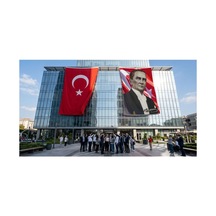 Sivil Mustafa Kemal Atatürk Ay-yıldız Poster Bayrak Ve Türk Bayrağı Premium Raşel Kumaş 2'li Set 10x15 Metre Ata19 Diğer