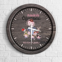 Kişiye Özel Mesleki Anaokulu Öğretmeni Ahşap Duvar Saati - 3