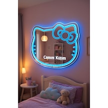 Digital Hayat Hello Kitty Rgb Led Işıklı Çocuk Odası Aynası 60x50 Cm Uzaktan Kumandalı Sınırsız Renk Seçenekli Gece Lambası Ve Ayna Çok Renkli