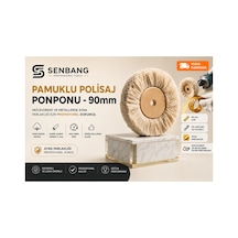 Senbang Pamuklu Polisaj Ponponu 90mm Ahşap Göbekli Parlatma Keçesi Metal Takı Çelik Polisaj Fırçası