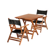 Marmaris Ahşap Bahçe Balkon Seti: 60X80 Masa +2 Pvcli Sandalye
