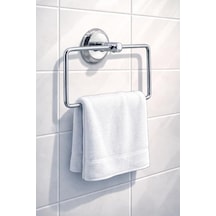 Kare Krom Havlu Halkası Duvara Monte, Parlak Krom Kaplama Metal Banyo Havluluğu, Modern Tasarım Kare Havlu Askılığı, Lavabo Yanı Havlu Tutucu Banyo Aksesuarı