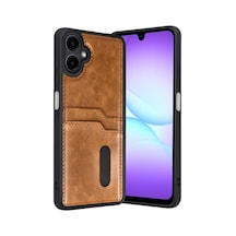 Samsung Uyumlu  Galaxy A07 4g Sara Kartvizitli Deri Kılıf - Taba 0.2M-Çok Renkli