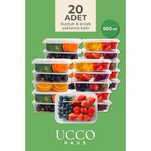 20 Adet 650 Ml Buzluk & Mikrodalga Sızdırmaz Saklama Kabı Seti Buzluk Organizer Şeffaf