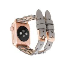Bouletta Apple Watch Uyumlu Deri Kordon York Double Tour Gri Deri