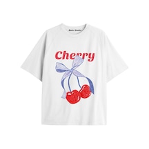 Kalic Studio Y2k Vintage Cherry Baskılı Siyah T-shirt Kod 47 Beyaz-47