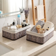 Tr Bambu Çok Amaçlı Saklama Kutusu Düzenleyici Orta Boy Organizer, Dekoratif Bambu Düzenleyici Gri 29x19x10cm 2 Genel