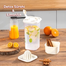 Porsima 1110 Detoks Sürahi & Limonluklu Matara Şeffaf-beyaz 2 Lt