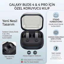 Black-frame Samsung Galaxy Buds4 Pro/buds 4 İçin Kılıf Fonksiyonel Stantlı Tasarım Kulaklık Kılıfı Güvenlik Kilit Tasarımlı Taşıma Askılı Tpu Koruyucu Samsung Buds 4 Pro Kılıf Siyah