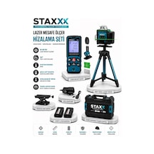 Staxx St4d80m Lazer Mesafe Ölçer Ve 360 Yeşil Lazer Terazi Seti 80 Metre Tripodlu Profesyonel Ölçüm