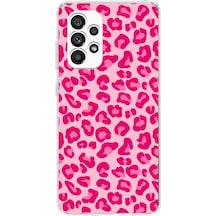 Samsung Galaxy A23 Uyumlu Pembe Leopar Tasarımlı Baskılı Silikon Kılıf Renkli