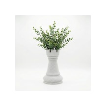 Beyaz Mermer Dokulu Kale Tasarımlı Dekoratif Vazo Ve Saksı - Modern Spiral 3d Tasarım 18x11 Cm Beyaz