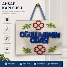 Ahşap Dekoratif Kapı Süsü Oğullarımın Odası Çok Renkli