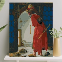 Palmiye Hobi Sanat Sayılarla Boyama Tuval Seti Fırça Boya Dahil Çıtalı 40x50 Cm - Kaplumbağa Terbiyecisi