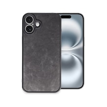 Apple iPhone Uyumlu  16 Plus Uyumlu Kılıf Aras Deri Kapak - Siyah