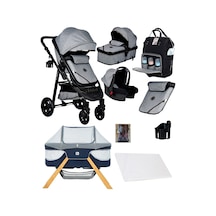 Baby Home 8 In 1 Yeni Doğan Full Set 1010 Qool Travel Sistem Bebek Arabası Angel Sepet Anne Yanı Beşik Sepet Beşik - Black - Gri