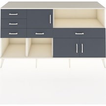 Kronos Konsol 2 Raflı 5 Çekmeceli 3 Kapaklı 176x59x99 Aytaşı-antr Aytaşı-antrasit