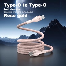 Chuangyinshop Rose Gold 60w 1m Manyetik Hızlı Şarj Kablosu Type C  15 16 Samsung S24 S25 Uyumlu Seyahat Araç İçin