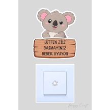 Lütfen Zile Basmayınız Bebek Uyuyor Koala Sticker Kapı Zili Etiketi Standart