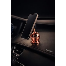 Busstier Araba Manyetik Telefon Tutucu 360 Derece Döner Mıknatıslı Mini Metal Stand Torpido Panel Yapışkanlı Universal Akıllı Telefon Tutacağı Tek Elle Kullanım Rose Gold