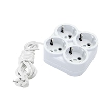 De-pa 4'lü Topraklı Kare Grup Priz 3 Mt Kablolu 10003