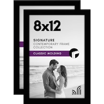 8x12 Siyah Resim Çerçevesi - Kırılmaz Camlı Kompozit Ahşap - Duvar Ve Masa Üstü İçin Yatay Ve Dikey Biçimler 2&apos Li Paket