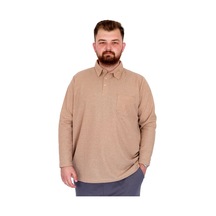 Mode Xl Büyük Beden Erkek Sweatshirtpolo Yaka Uzun Kol Waffle 23449 Bej Bej